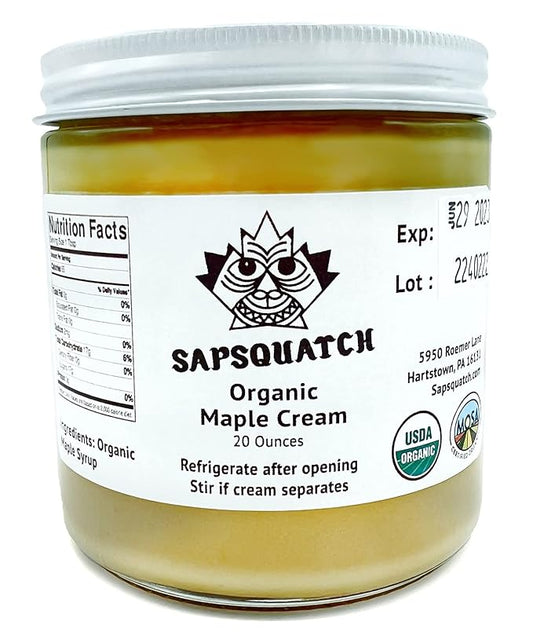 Sapsquatch Organic Maple Cream - 20 Ounces - Pure Maple Cream Butter Spread