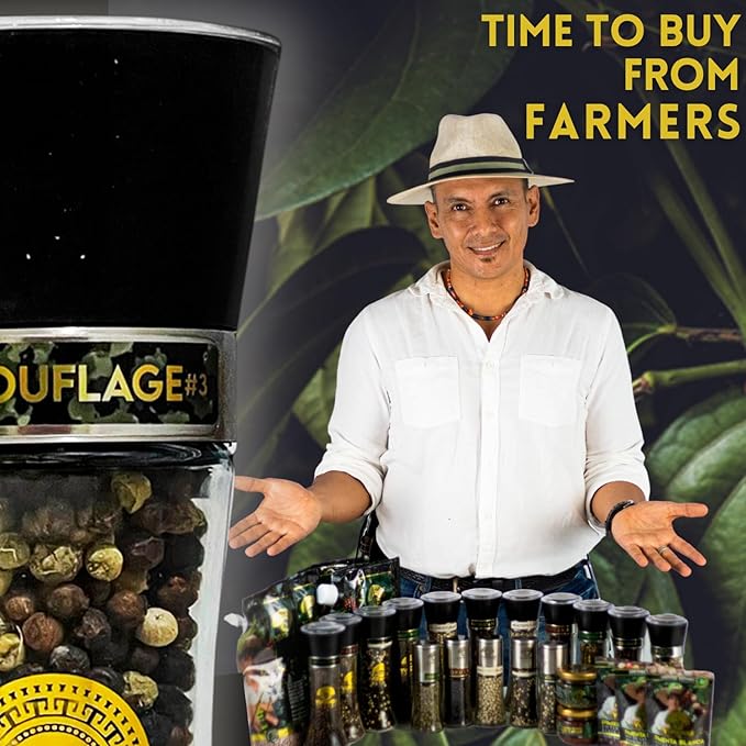 Organic Peppercorns for Grinder Refill YUPANQUI, Organic Peppercorn Medley of 3 Mixed Peppercorns whole Black peppercorns Green pepper corns & White pepper corns for grinder - Gourmet Peppercorn Blend