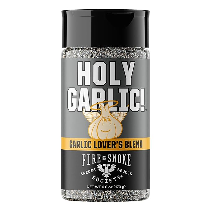 Fire & Smoke Society Holy Garlic All Purpose Seasoning | BBQ Rubs for Smoking and Grilling | Chicken, Pork, Burgers, Veggies | M 6 oz