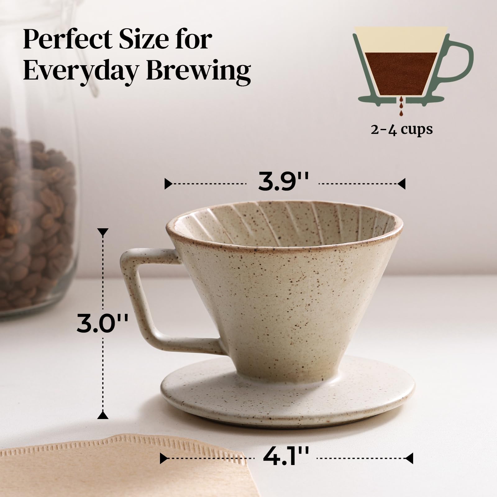 DOWAN Pour Over Coffee Maker, Non-Electric Pour Over Coffee Dripper, Manual Brew Maker, Single Cups