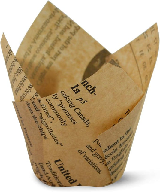 Unbleached Newspaper Medium Size Tulip Baking Cups Cupcake Liners Muffin Liners Greaseproof Paper 1000