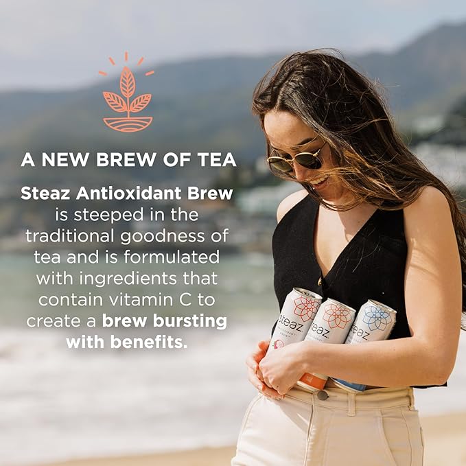 Steaz - Organic Green Tea - Mint (12 Pack) - Antioxidant Brew - 65mg Natural Caffeine, 90 Calories, Vitamin C - Cane Sugar Sweetened Iced Tea - Vegan, Fair Trade - 12 Cans, 16 fl oz (473mL)