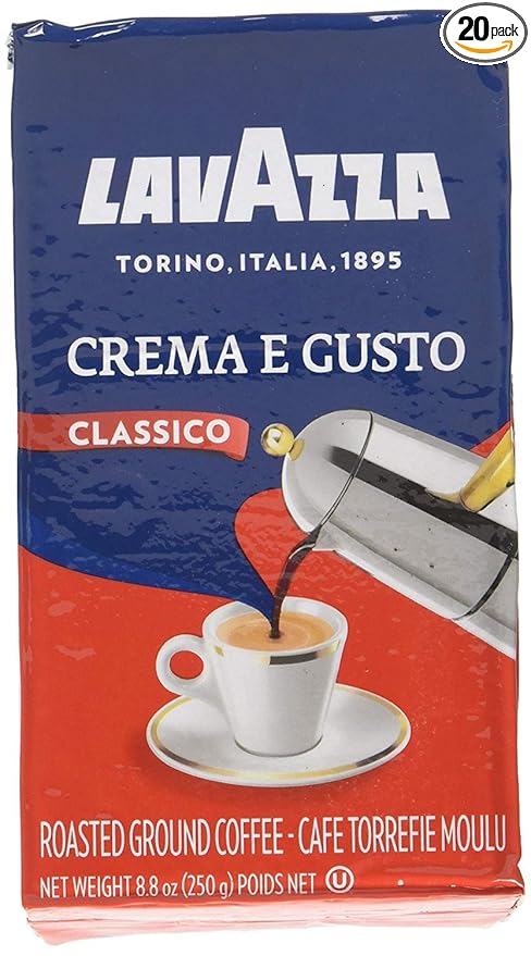 Lavazza Italian "Crema e Gusto" Ground Espresso (1 case = 20 x 8.8 oz bricks)