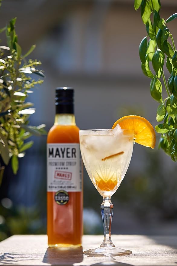 Mayer Premium Artisanal Mango Cocktail Syrup - Handcrafted in Hungary, Natural, Over 50% Real Fruits, Flavoring for Cocktails, Smoothies, Lemonade, Desserts - Zero Preservatives ( 16.9 Fl. Oz. x 2 Pack )