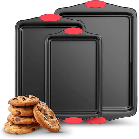 Cheer Collection Baking Pan Set – 3 Piece Non Stick Bakeware Set for Oven, Non Toxic Baking Trays for Cooking, Large Oven Pans, Durable Baking Sheets for Roasting, Cookies, and More