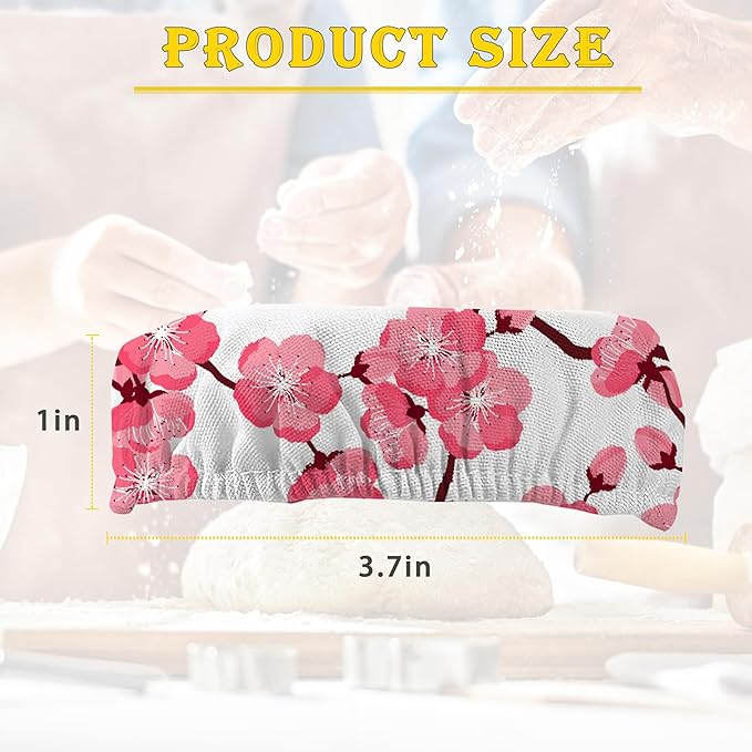 Sourdough Starter Jar Cloth Covers, Japanese Cherry Blossom Gifts for Women Baker 5 Pack Kit Stretchy Cloth Lids Fits Jar Mouth Ranging 3"- 4" Inches