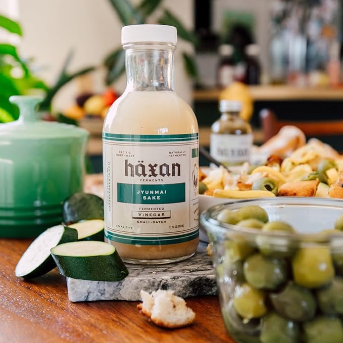 Haxan Ferments Jyunmai Sake Rice Vinegar - Made with Seattle-Brewed Tahoma Fuji Sake | Bright, Floral Notes & Clean Acidity | Perfect for Marinades & Pickling | Artisan Rice Vinegar, 5% Acidity