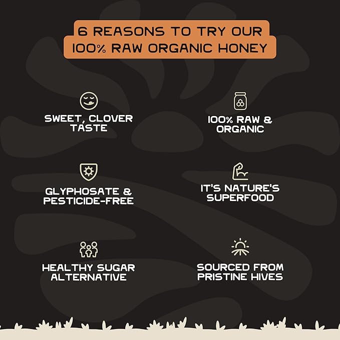 Lineage Provisions 100% Organic Raw Unfiltered Honey – 3-Pack (18 oz Glass Jars) – Undetectable Glyphosate, Chemical-Free, Gluten-Free & Non-GMO – Undergoes no heating, processing, straining, or additives – Hand-Harvested Pure Honey