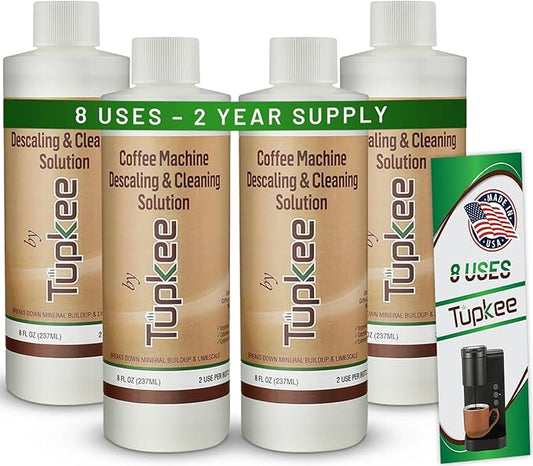 Coffee Machine Descaler Descaling Solution - Made in the USA - 2 Uses Per Bottle ??Universal Cleaning Descaler for Keurig, Nespresso, Breville, Delonghi Coffee Makers & Espresso Machines ??Pack of 4