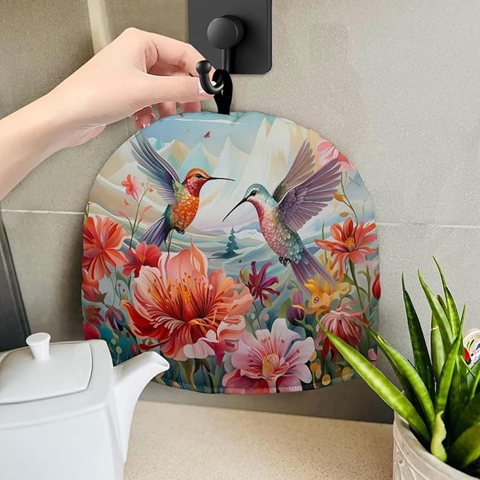Hummingbird Tea Cozy for Teapot Insulated Rose Hibiscus Tea Pot Cover Home Kitchen Decorative Tea Cosy for Teapot Dust Protector for Women