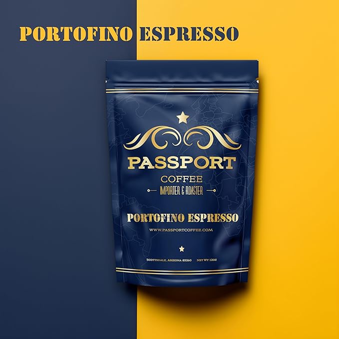 Passport Coffee Portofino Espresso ??Medium-Light roast blend from Ethiopia, Costa Rica, Guatemala & Brazil. Flavor notes of caramel & brown sugar. Premium whole bean coffee,12oz Bag