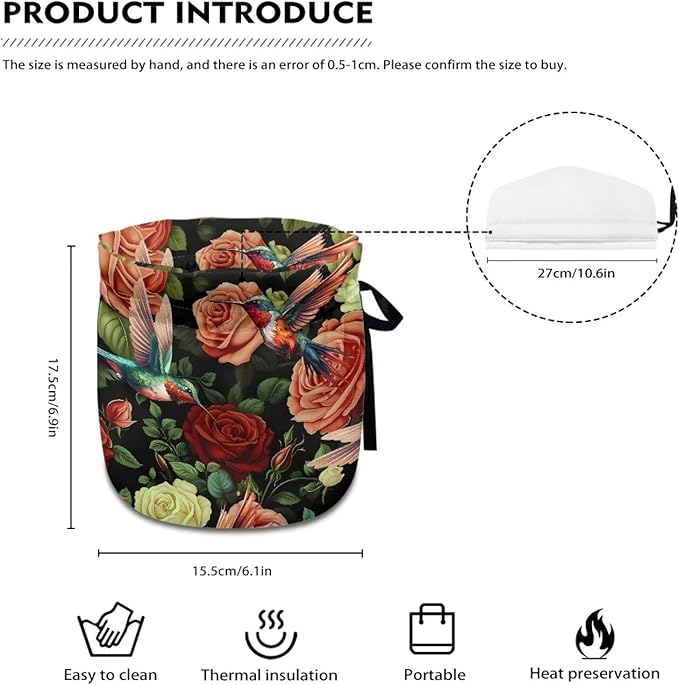 Hummingbird Tea Cozy for Teapot Insulated Yellow Rose Tea Pot Cozy for Keeping Warm Beautiful Butterflies Tea Cozies Kitchen Decor