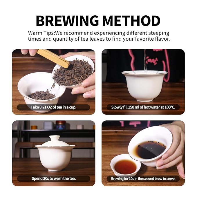 YUANSHENG Organic Puerh Tea Loose Leaf, Chinese Yunnan Aged Fermented Black Tea, USDA Organic Ripe Puerh Tea, Rich Antioxidants, Deep Earthy Flavor, Digestive Health & Wellness Tea, 7.76 Oz