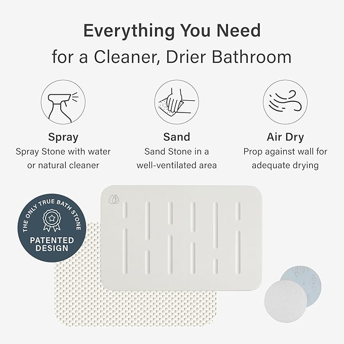 Dorai Home Bath Stone Mat 23.6"x15.4" (2-Pack) – Quick-Dry, Non-Slip Diatomite Stone Bath Mat, Rain Sandstone
