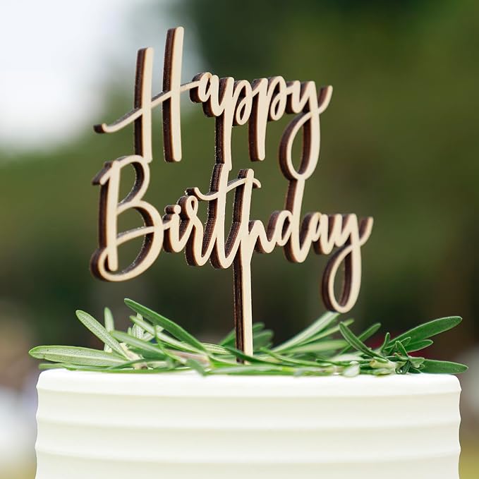 Wooden Happy Birthday Cake Toppers, Birthday Party Decoration Supplies, Premium Quality Decoration (Design 01)