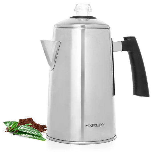 Mixpresso 12 Cup Coffee Percolator Stovetop, Stainless Steel Coffee Pot