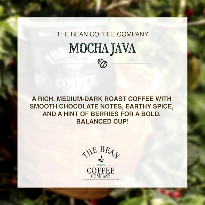 The Bean Organic Coffee Company Mocha Java, Medium Roast, Whole Bean Coffee, 16-Ounce Bags (Pack of 2)