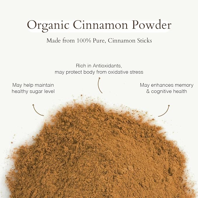 Geo-Fresh Organic Cinnamon Powder ??1.59 oz Glass Jar ??Cassia Cinnamon Powder Organic ??USDA Certified ??Non-GMO, Kosher, Gluten-Free ??Premium Spice for Baking, Cooking, Coffee