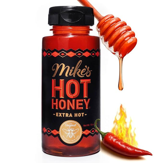 Mike's Hot Honey, Extra Hot, America's #1 Brand of Hot Honey, Spicy Honey Infused with Chili Peppers, Gluten-Free, Paleo-Friendly, Sweet Heat, Perfect for Hot Sauce Lovers (10oz Bottle, 1 Pack)