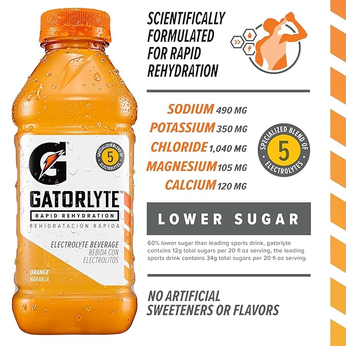 Gatorlyte Rapid Rehydration Electrolyte Beverage, Pineapple Mango, 20 Fl Oz (Pack of 12)