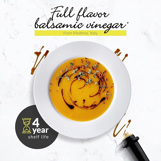 Louianna - Organic Balsamic Vinegar of Modena, High Polyphenol Balsamic Vinegar Dressing, Aged Red Wine Vinegar Made of Trebbiano Grapes, 250 mL