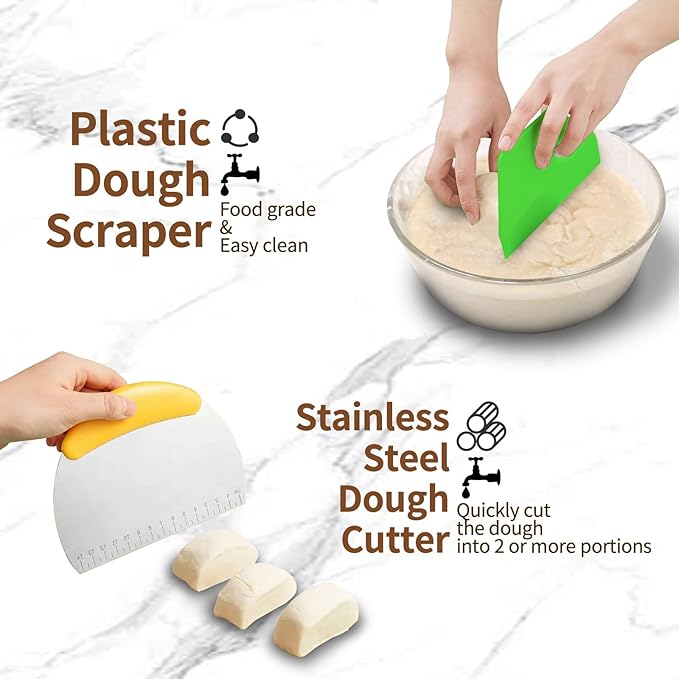 Banneton Bread Proofing Basket: Sourdough Bread Baking Supplies - Making Tools for Rising and Baking(Round Set)