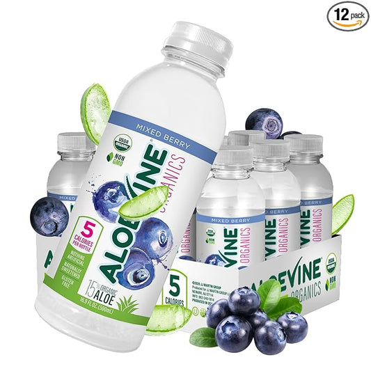 Aloe Vera Juice, No-Pulp Organic Drink, Healthy with Aloe Powder and Lemon Juice, 5 Calories, Low