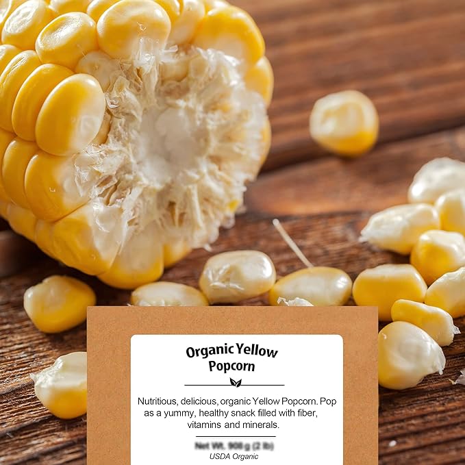 Be Still Farms Yellow Organic Popcorn Kernels (4.8lb) - Uncooked Corn Bulk Great for Movie Night - Healthy Microwave Snacks Ideal for Popping - USA Grown | USDA Certified | Vegan | Non-GMO