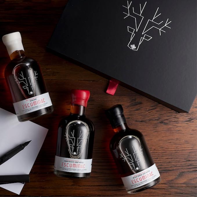 Escuminac, Canadian Maple Syrup Gift Set, 3 Harvests Included From Delicate to Strong Taste. 100% Pure & Organic.