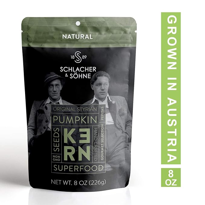 Schlacher & Söhne Styrian Pumpkin Seeds, 100% Pure & Natural, Premium Quality Pepitas, Healthy Snacks, Raw, Fresh Superfood, Unsalted, Full of Proteins, Made in Austria (6 Pack, Natural Seeds)