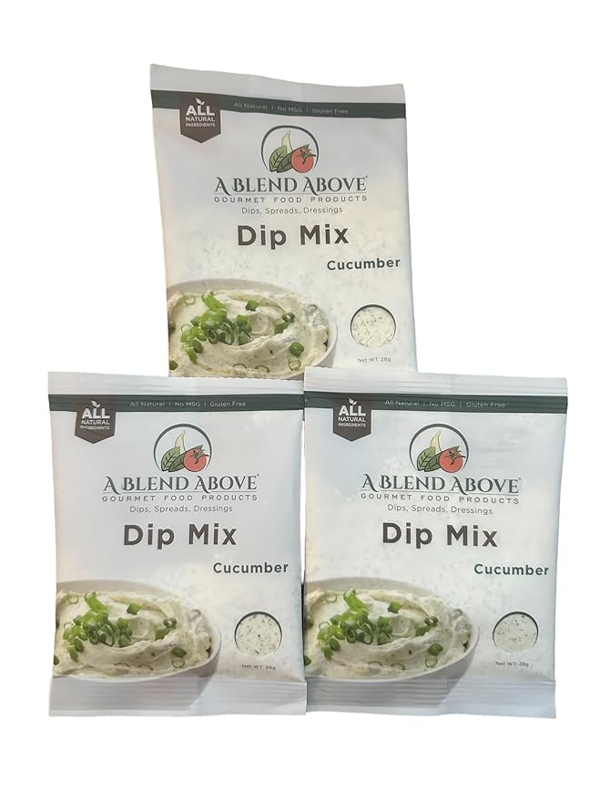 A Blend Above Cucumber Dip Mix, 1 oz, (3 Pack), Gluten-Free, No MSG, All Natural, No Preservatives, Vegetable Dip, Keto Friendly, Low Carb, Easy to Make