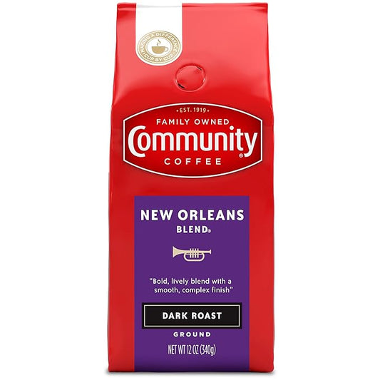 Community Coffee New Orleans Blend, Ground Coffee, Special Dark Roast, 12 Ounce Bag (Pack of 1)