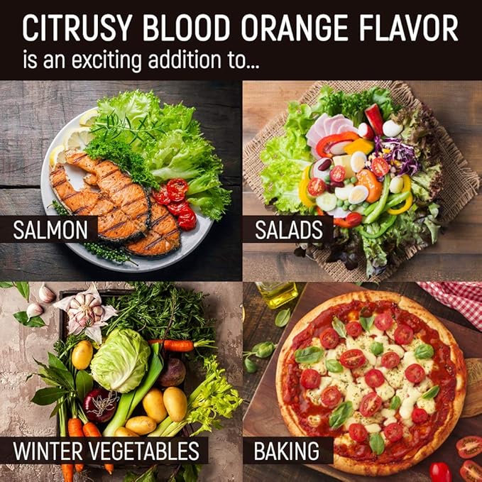 Calivirgin Blood Orange Olive Oil - Blood Orange Infused Extra Virgin Olive Oil - Cold Pressed Olive Oil - Blood Orange Flavored Olive Oil - No Preservatives, Organically Grown Olives - 250ml