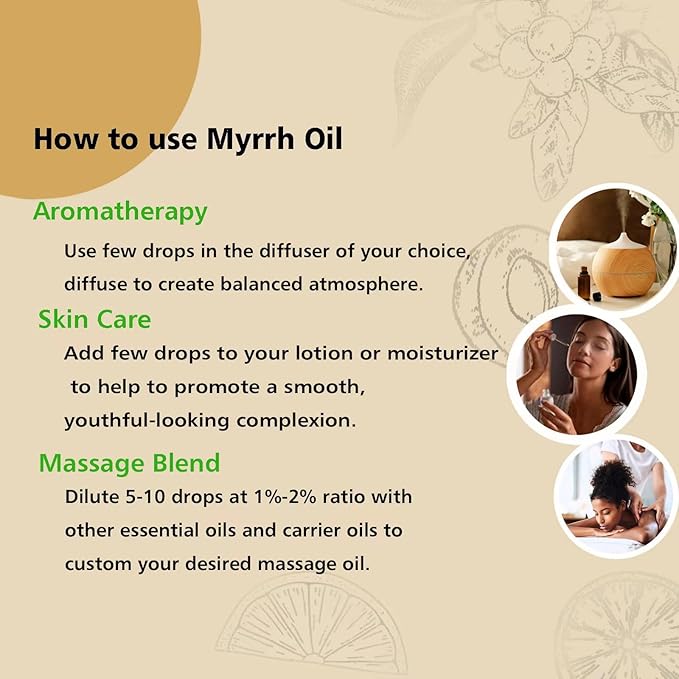 Frankincense and Myrrh Essential Oil, 100% Pure Undiluted Essential Oil for Skin, Hair, Aromatherapy - 1 oz (Pack of 2)
