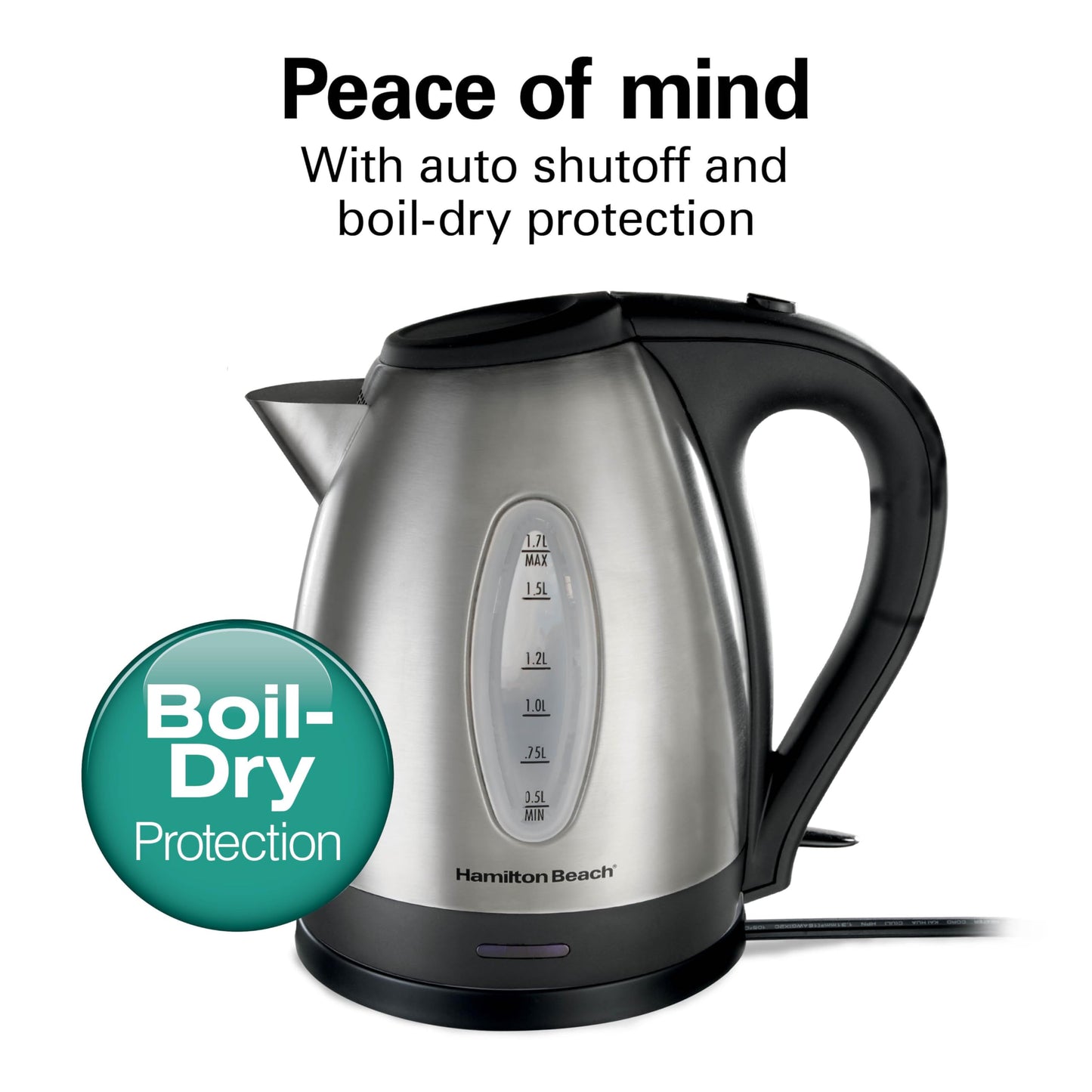 Hamilton Beach 1.7 Liter Electric Tea Kettle, Water Boiler & Heater