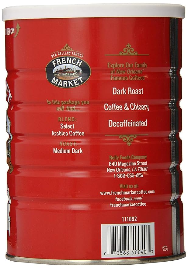 French Market French Roast Medium-Dark Roast Ground Coffee, 12oz Can (Pack of 6)
