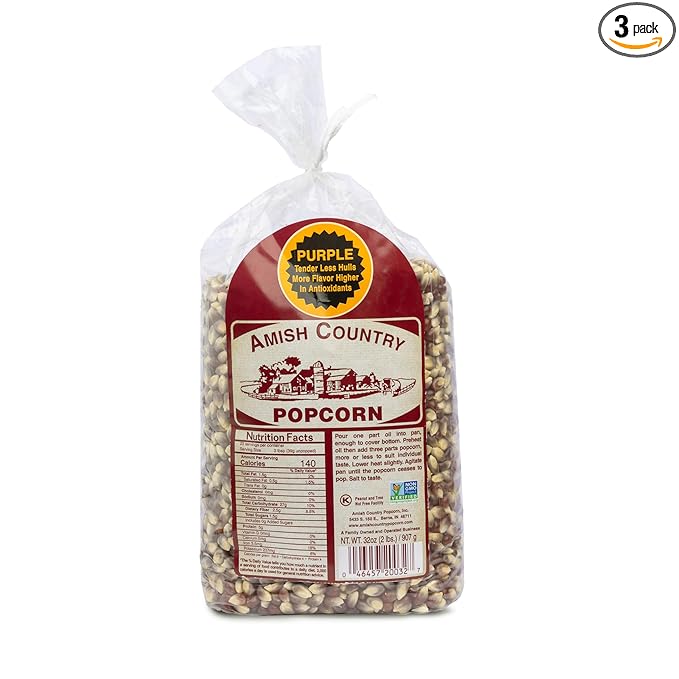 Amish Country Popcorn | 2 lbs Bag | Purple Popcorn Kernels | Old Fashioned, Non-GMO and Gluten Free (Purple - 2 lbs Bag)