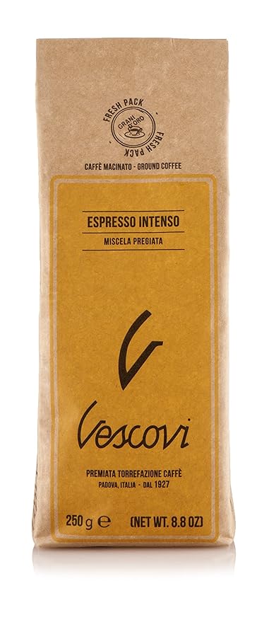 V Vescovi Espresso Intenso | Premium Italian Ground Espresso | Medium Roast | For Moka and Espresso Machines | 16 Bags