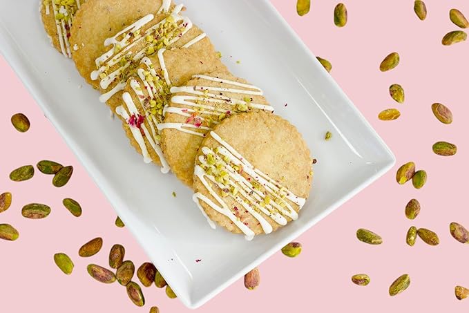 Rose Pistachio Cookies- Gourmet Indian Cookies, 100% Egg-Free & Vegetarian, Handmade with Real Butter & Pistachios, No Preservatives, Authentic Flavor, 6 oz Pack
