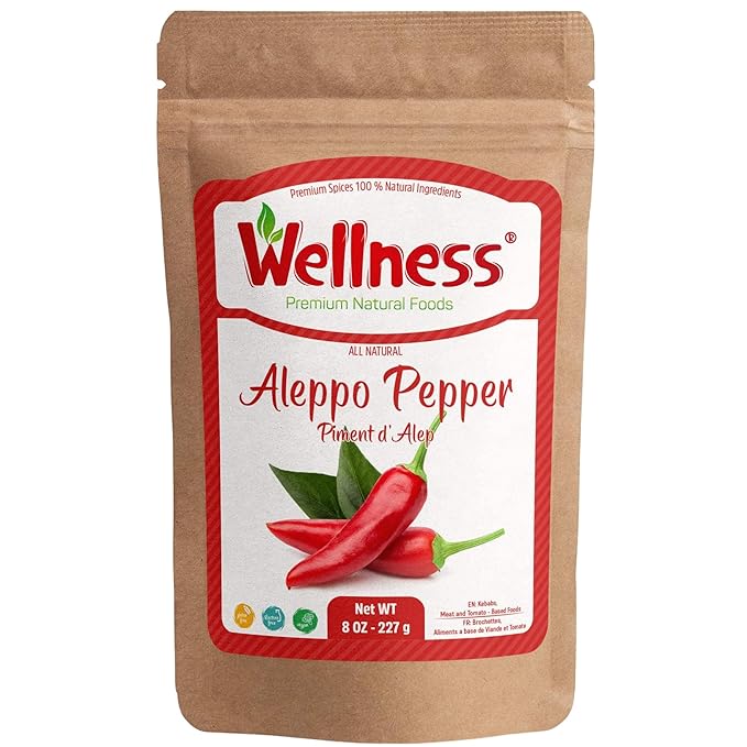 Wellness Organic Chili Pepper Blend 8 oz - Aleppo & Cayenne, Ground White Pepper, Ghost Pepper Powder, Happy Belly Spices - Red & Cyan Pepper, Deer Meat Seasoning, Fresh Green Peppers, Rosemary Sprigs