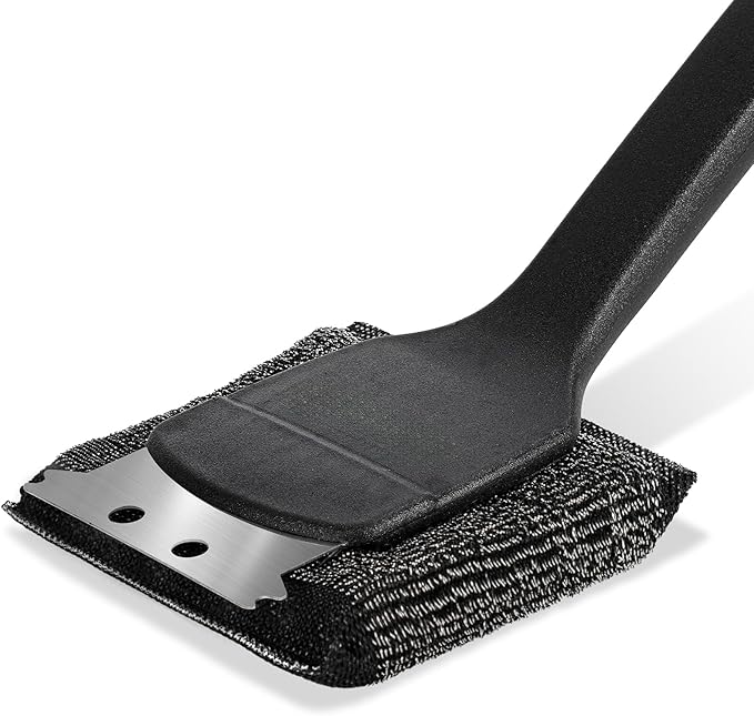 Upgraded Grill Brush for Outdoor Grill, Efficient Cleaning, Steel Fiber Bristle Free Grill Brush for Cast Iron/Porcelain/Charcoal/Stainless Steel Grates, Gift for Men/Dad