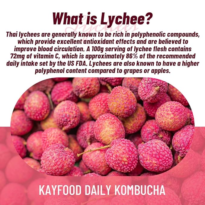 KAYFOOD-Kombucha-Lychee-Garden-Daily Zero Sugar, Diet, Gut Healthy Sparkling Beverage, Fermented Korean Drinks for Iced Tea Hot Tea, Workout T (20ST)