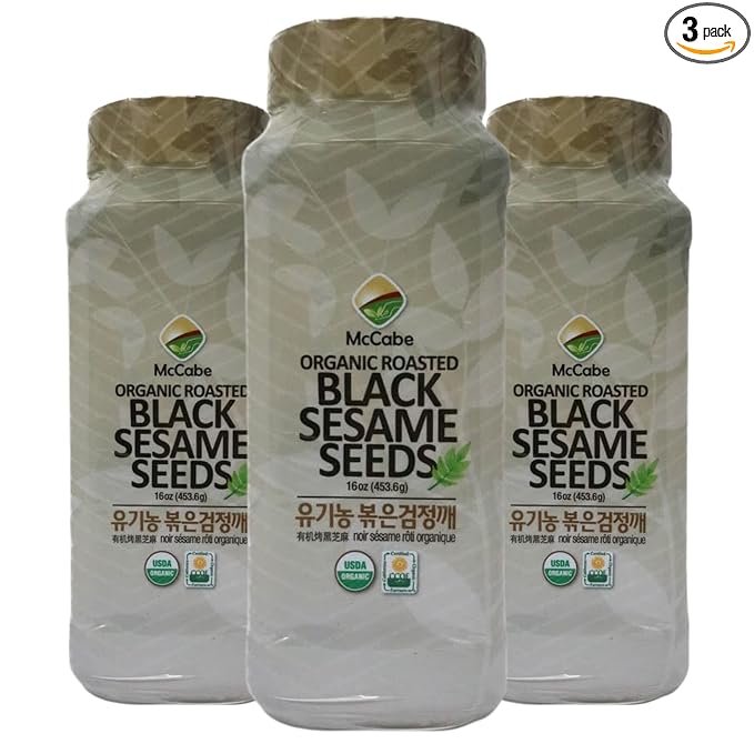 McCabe Organic Roasted Black Sesame, 1 lb (16 oz) (3 Packs), USDA Organic Certified, CCOF Certified Organic, Roasted & Packed in USA