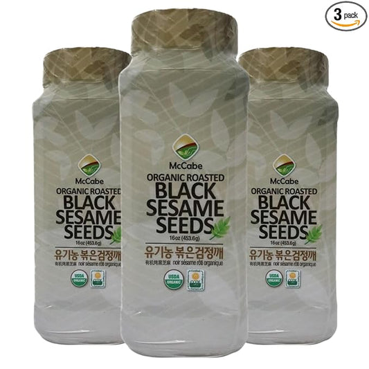 McCabe Organic Roasted Black Sesame, 1 lb (16 oz) (3 Packs), USDA Organic Certified, CCOF Certified Organic, Roasted & Packed in USA