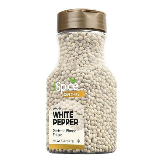 iSpice Whole White Peppers Spices and Seasonings for Cooking, 7.3Ounce White Peppercorns Seasoning, Fine And Gluten Free Whole pepper white Seasoning (208g-Pack Of 1)