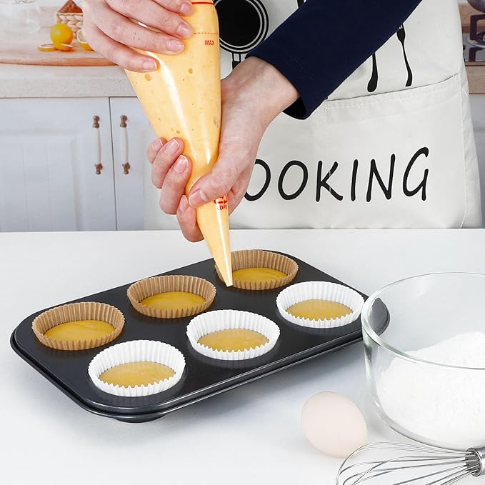 [300Pcs] Caperci Standard White Cupcake Liners for Baking - Odorless Greaseproof Paper Muffin Baking Cups for Wedding Birthday Party Baby Shower Festivals (White)