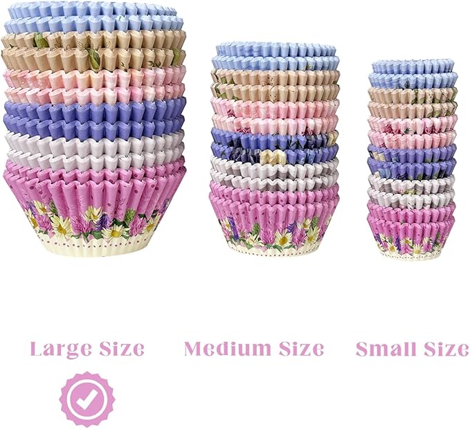 QiQee Mother's Day Jumbo Cupcake Liners - 300PCS Gradient Cupcake Cups with 6 Designs - Large Size
