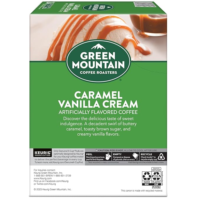 Green Mountain Coffee Roasters Caramel Vanilla Cream Coffee, Keurig Single-Serve K-Cup pods, Light Roast, 96 Count