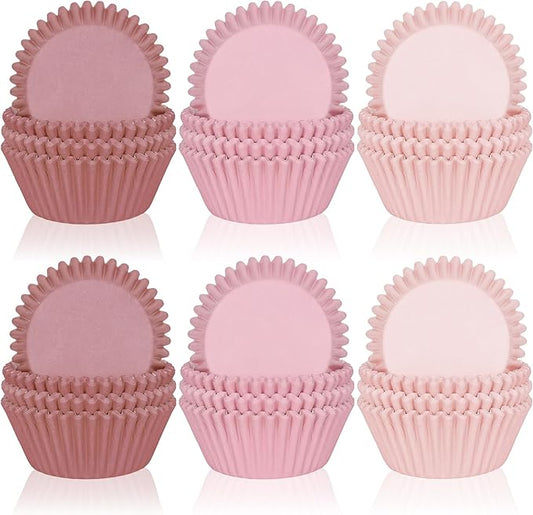 Whaline 600Pcs Dusty Pink Cupcake Liners Dusty Pink Gradient Color Baking Cups Holders Dusty Rose Cupcake Wrappers Muffin Liners for Baby Shower Bridal Shower Wedding Party Supplies