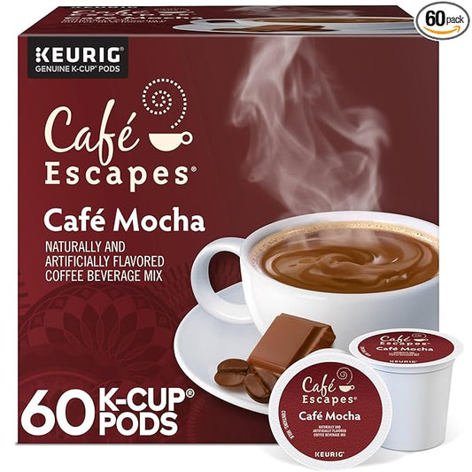 Café Escapes Café Mocha Coffee Beverage, Single-Serve K-Cup Pods, 60 Count